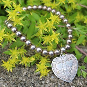 Broken In Storage (price lowered)- 925 VTG Silver Bead Bracelet Heart